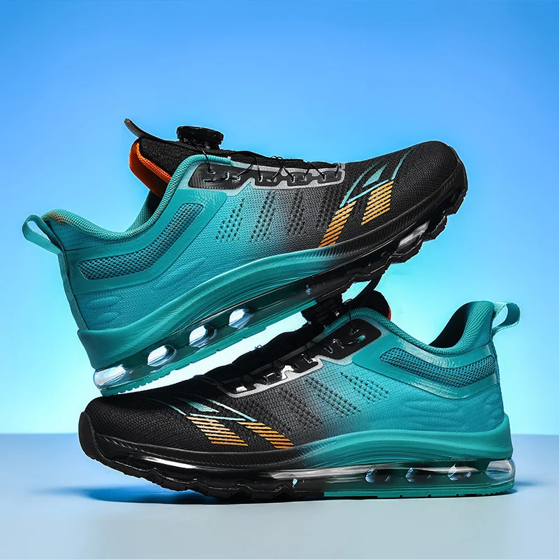 Brand Logo Custom Size US 13 14 EU 47 48 Self Lacing Sports Sneakers Blank Full Sole Air Cushion Running Walking Shoes for Men