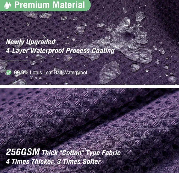 Luxury Minimalist Bath Curtain Set with 12 Plastic Hooks Black Purple Waffle Textured Heavy Duty Shower Curtains for Bathroom