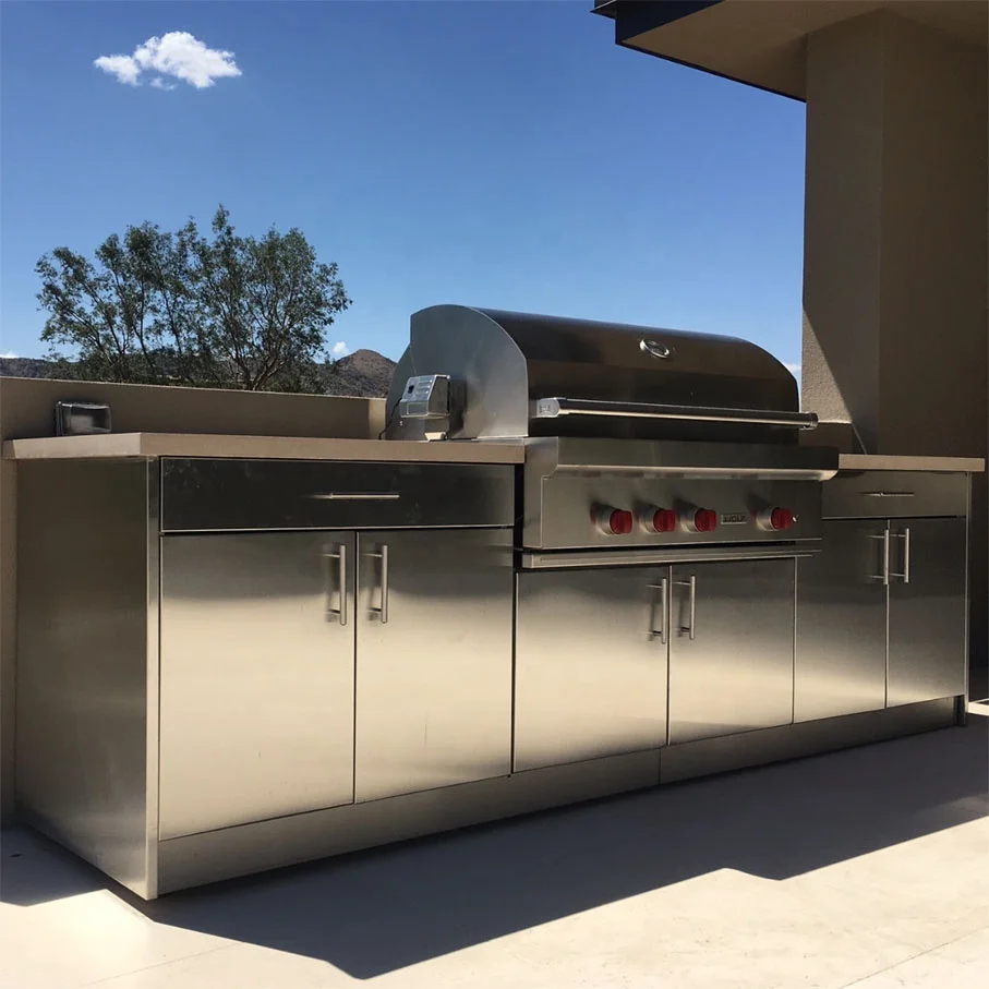 Vermonhouzz Ready Building Outdoor Kitchen Cabinets Durable China with  Metal Studs Bbq Freestanding Kitchen