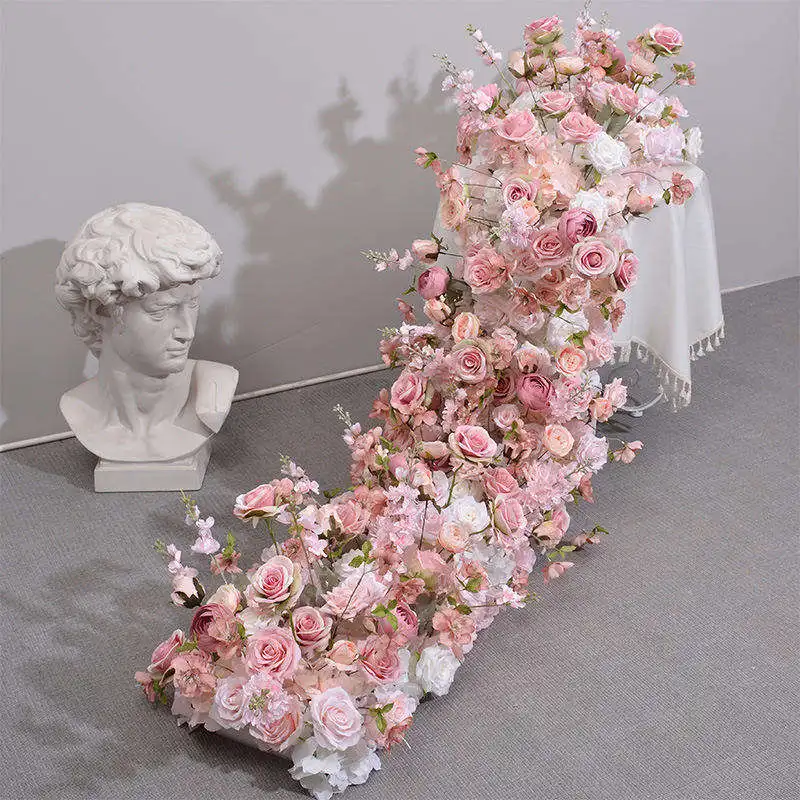 Spring Planting Artificial Flower Wedding Decoration Christmas Graduation Table Runner Guide Background for Wedding Occasions