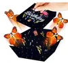 Black Happy birthday flying butterfly