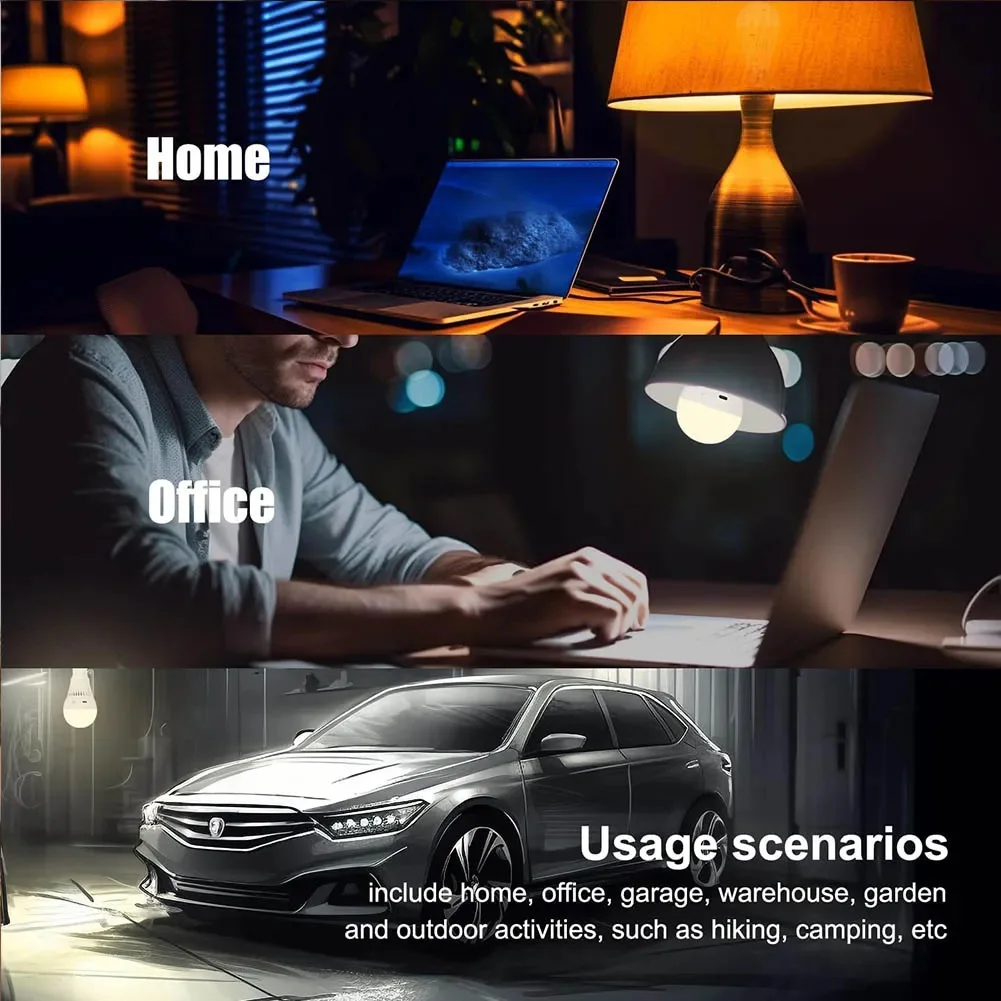 7W USB C Rechargeable LED Light Bulb with Remote Control - Emergency ...