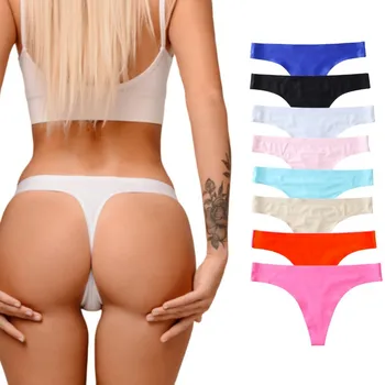 seamless ice silk low-rise thongs underwear for woman sports fitness panties