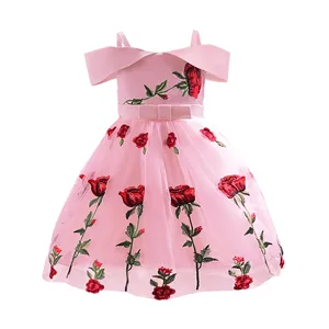 Style Formal Summer Sling Girl Dress 3 Years Old Kid Knee-length White Floral Wedding & Birthday Party Dress