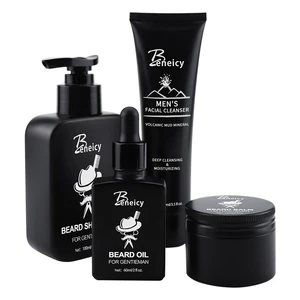 Men's Skincare Set with Natural Deep Cleansing Oil and Shampoo Gentle Beard Care Conditioner for Skin Care