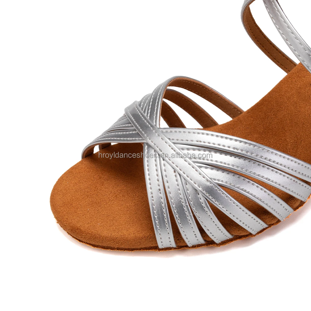 L3018(310) Women's New Gold 7.5cm High Heel Leather Slim Heel Dance