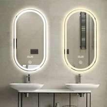 Wall Mounted Defogger Illuminated Smart Touch Sensor Switch LED Bathroom Mirrors