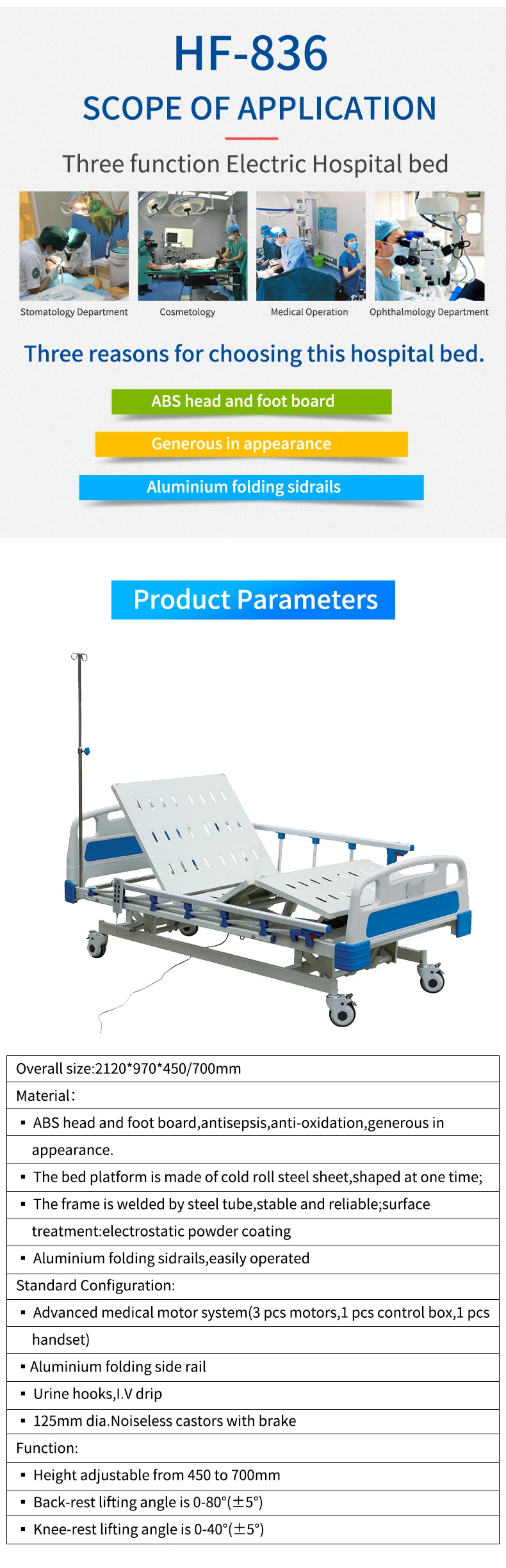Hospital Bed Hf836b Three Function Electric Hospital Bed 30 Years