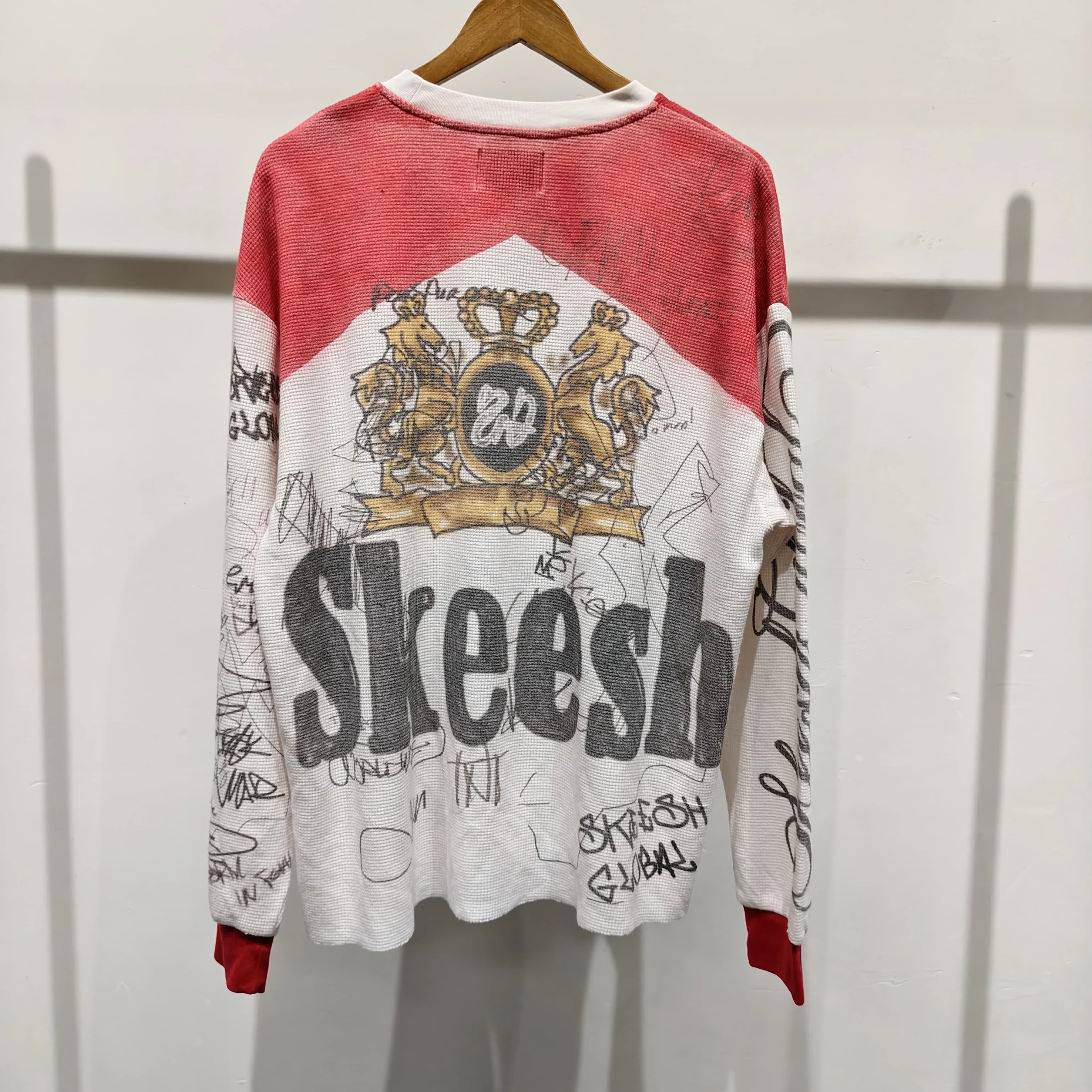 Custom High Quality 2026 Summer New Streetwear Box Fit Sweat Shirt Waffle Cotton Boxy Cropped Long Sleeve gallery 2