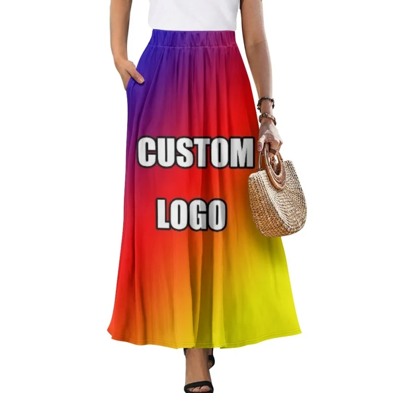 Haiti Style Pattern a Line Women Long Skirt Dropshipping Wholesale in Bulk Graceful Drees Personality Casual Gown for Ladies