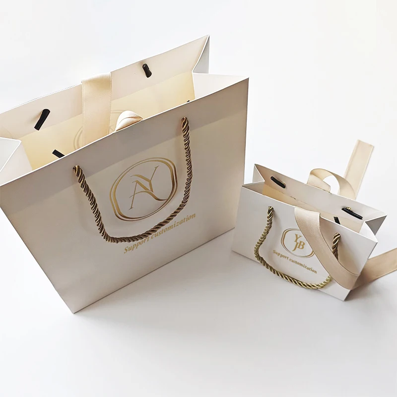 OEM Custom With Your Own Logo Print Printing Luxury Boutique Small Gift Shopping Jewellery Jewelry Packaging Paper Bag