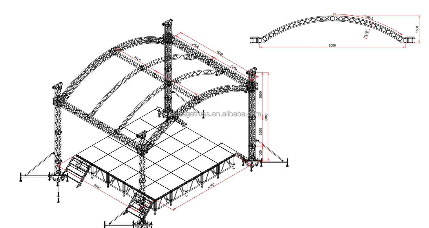 product curved truss aluminum outdoor event truss system with performance stage truss display for hanging speakers-3