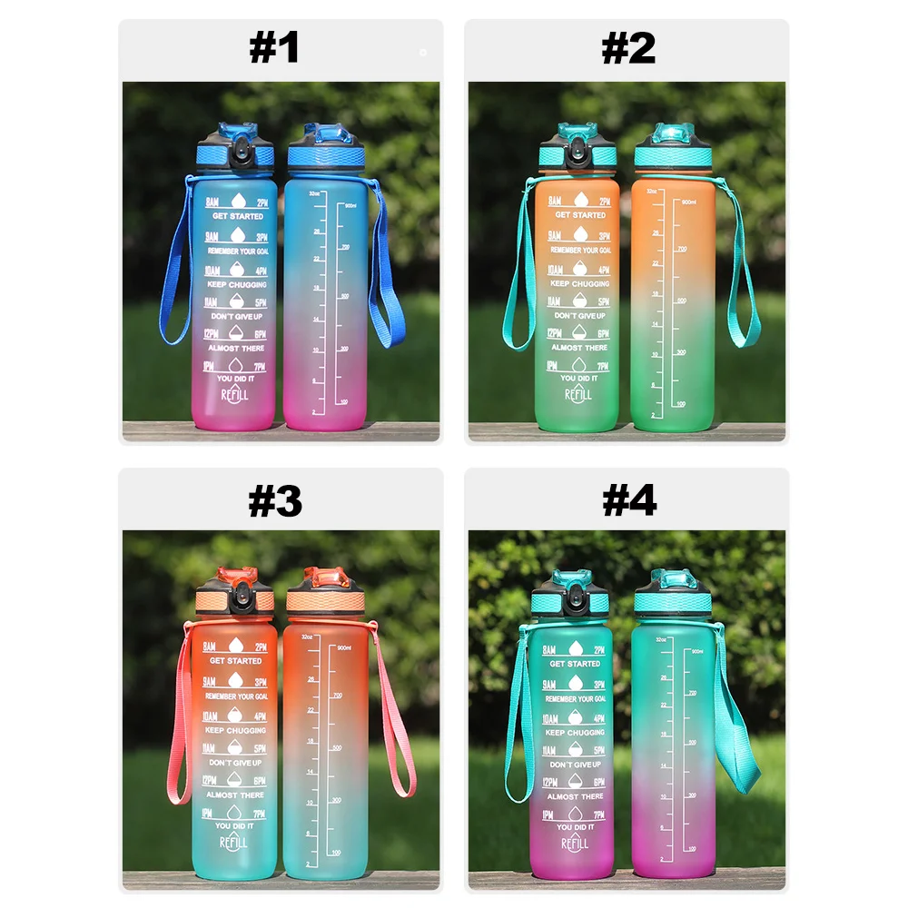 Hot Sale 32oz Gym Fitness Sports Water Bottle with Time Marker