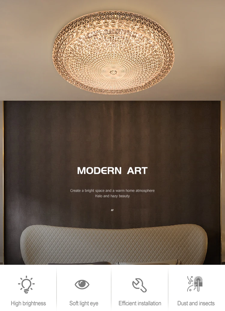 High Quality Bedroom Corridor Decoration Plastic Shade Iron Base 60W LED Ceiling Light