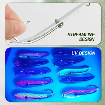 CHEERY New Stainless Steel Trolling Fishing Lure Single Hook Metal Drone Spoon Live Bait for Saltwater Fish Fish Scale Design – Metal Jig – view 3
