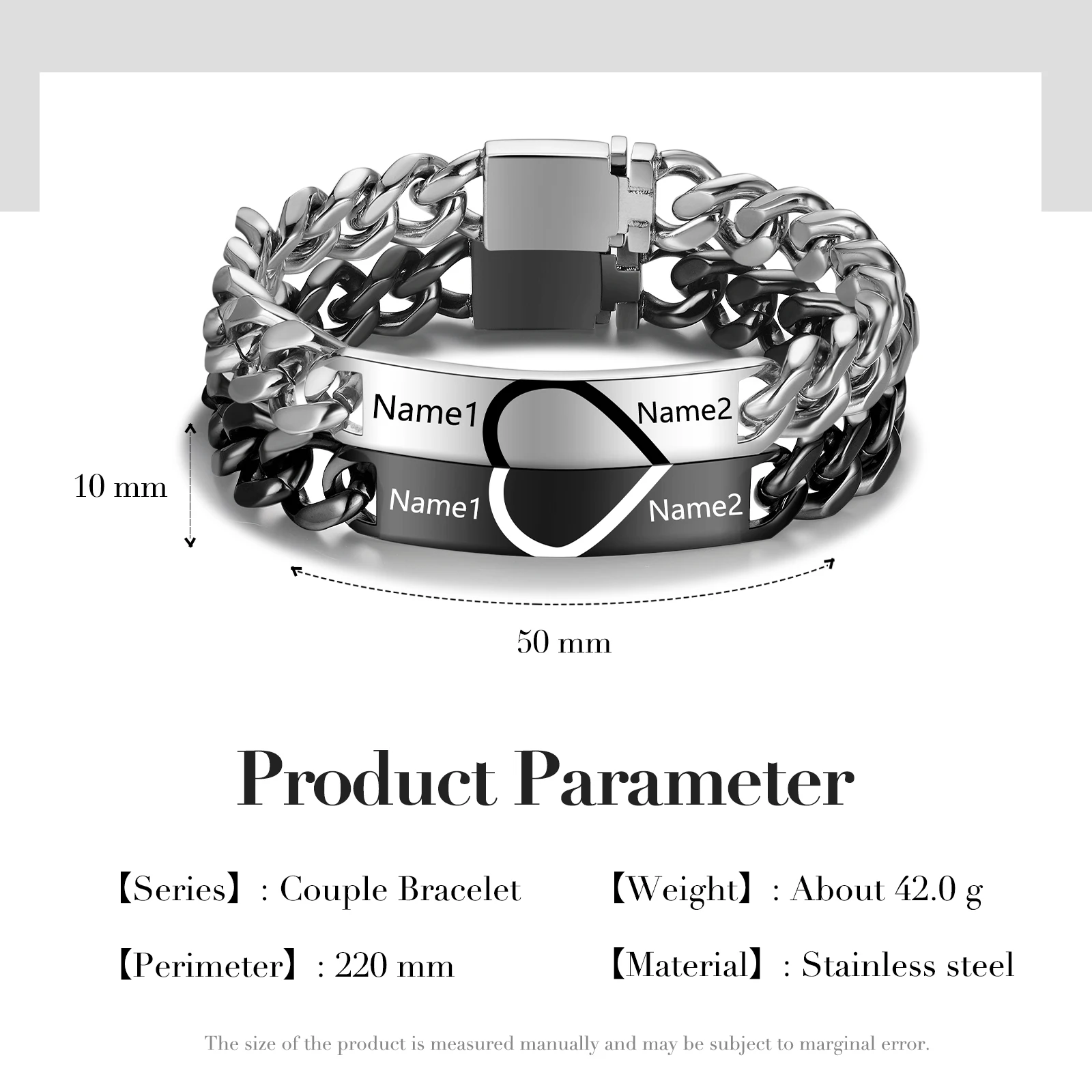 New Arrival Custom Name Stainless Steel Couple Bracelet Personalized