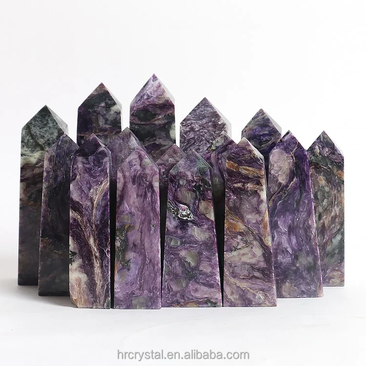 Healing Crystal Stone Crafts Purple Dragonshard Point Polished Charoite Tower For Sale