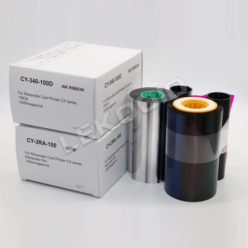 オリジナルJVCカードプリンターCY-340-100D YMCKリボン & CY-3RA