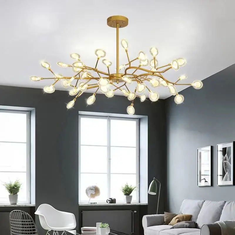 Hotel Home Nordic Style Chandelier Dining Room Pendant Light Led Hanging Acrylic Firefly Shape Chandelier