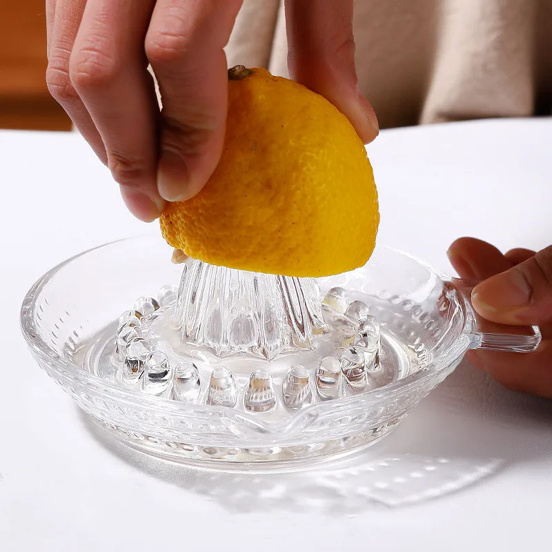 Handheld Lemon Squeezer with Glass and Pour Spout Orange Citrus Juicer with Handle Fruit & Vegetable Tools