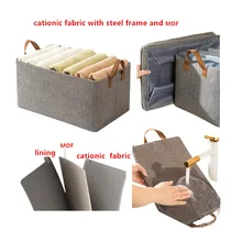 wholesale & customized cationic fabric foldable wardrobe storage box T-shirt drawer storage organizer box with steel frame