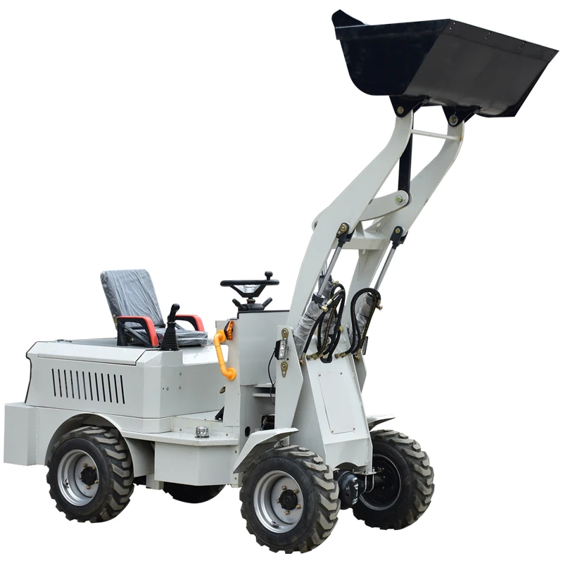 Four Wheel Front Mini Electric Loader For Farm Industries With 0.8 Ton Grabber Forklift For Sale