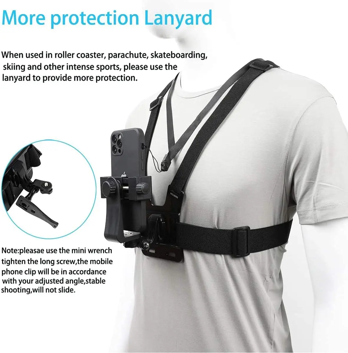 Mobile Phone Chest Strap Harness Mount Strap Holder Kit