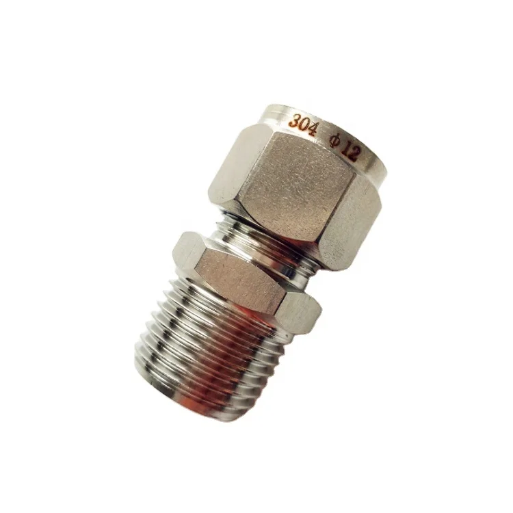 Metalwork 304 Stainless Steel Metric Compression Tube Fitting, Male  Connector, Adapter, 1/2 NPT Male x 10mm OD (2 Pcs)
