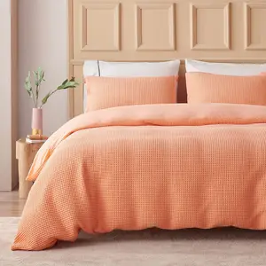 Exquisite Waffle Hotel Quality Bedding Set 100% Soft Cotton Buttons Closure Cotton Waffle Duvet Cover Set