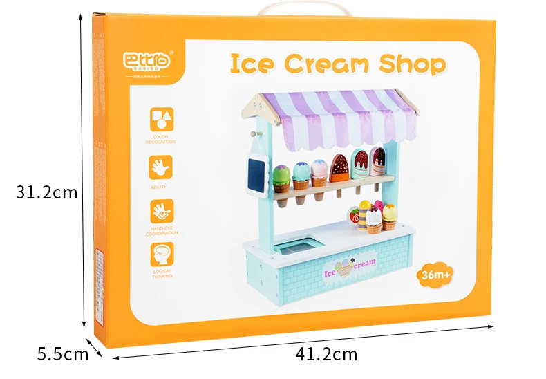 Wooden Ice Cream Shop Toy Set For Children 'happy Role Pretend Play Game Buy Wooden Ice Cream