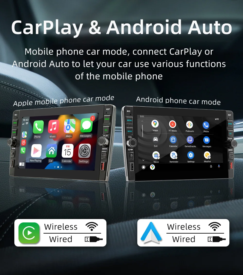 2din Carplay Screen 9 Inch - Universal Android Auto Player