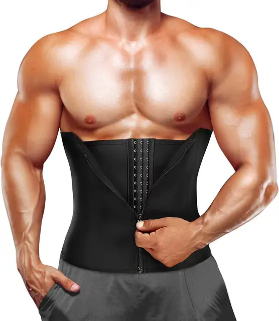 Men's neoprene belly Control Perspiration Slimming Belt Men's Waist Trainer Fitness Sauna with Slimming Zipper Trimmer