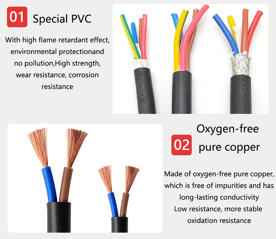 Câble de commande d'alimentation en PVC multiconducteur flexible non blindé/blindé YY07