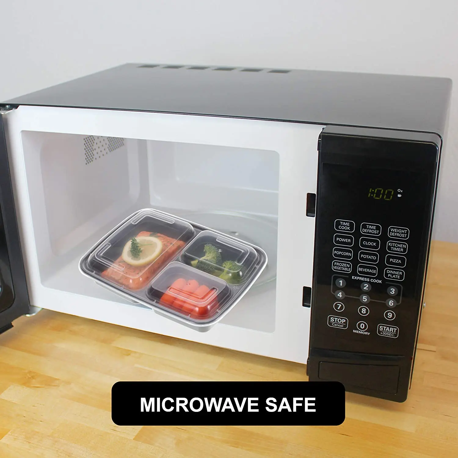 Reusable Fast Food Container American Disposable Microwaveable Lunch Box With 3 Compartment