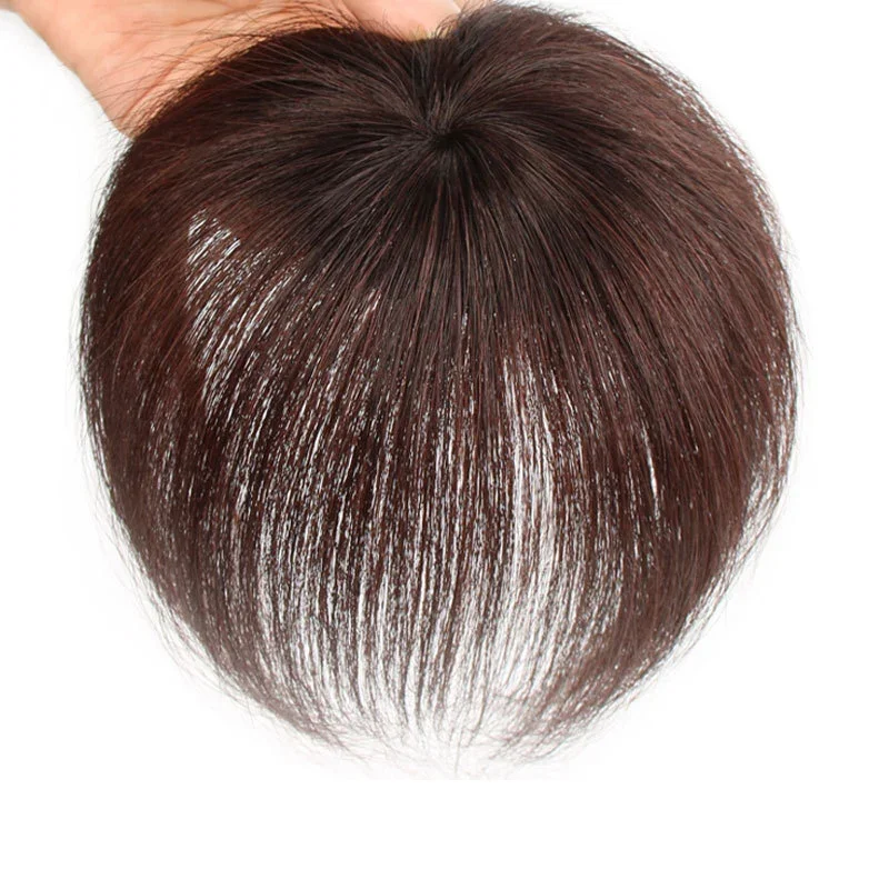 2 BB Clips 100 percent Human Hair Clip In Topper for Women 6 Inches Straight Style Hairpieces_voghion.com