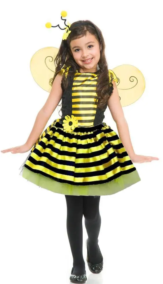 Girls Cute Bumble Bee Costume Insect Animal Kids Fancy Dress Outfit Ages 5-13 