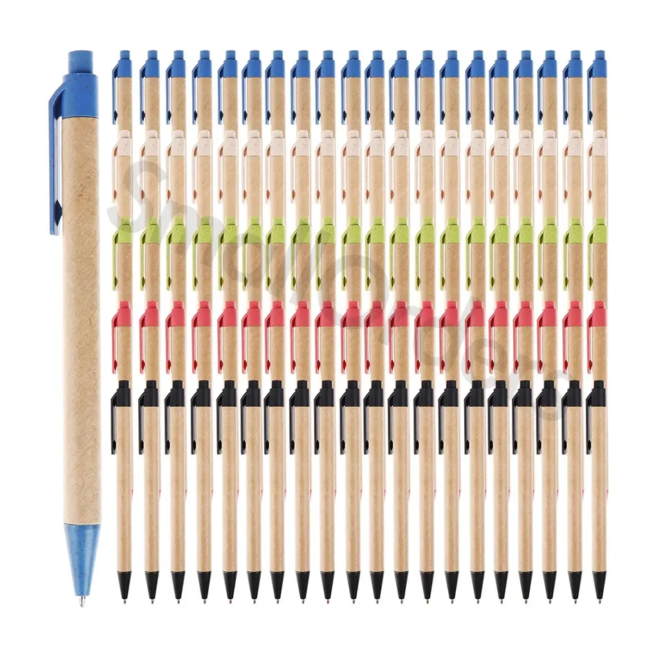 Eco-Friendly Ballpoint Pen Cheap wheat straw Custom Logo Gift Recycled Paper Pen lapiceros publicitarios kugelschreiber