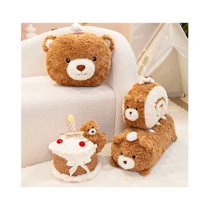 Teddy Bear Pillow Swiss Roll Cake Plush