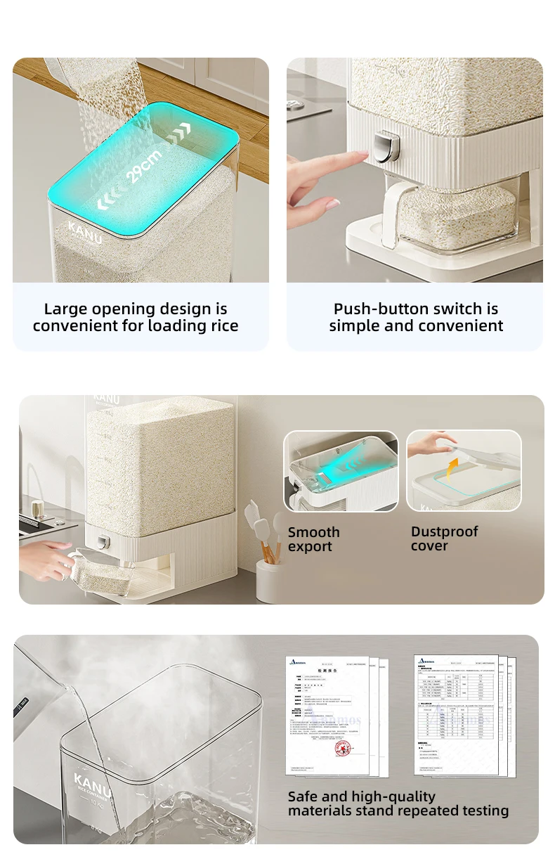 Wannuo Food-grade Insect-proof Moisture-proof Food Storage & Container Transparent Large Capacity Rice Storage Bucket manufacture