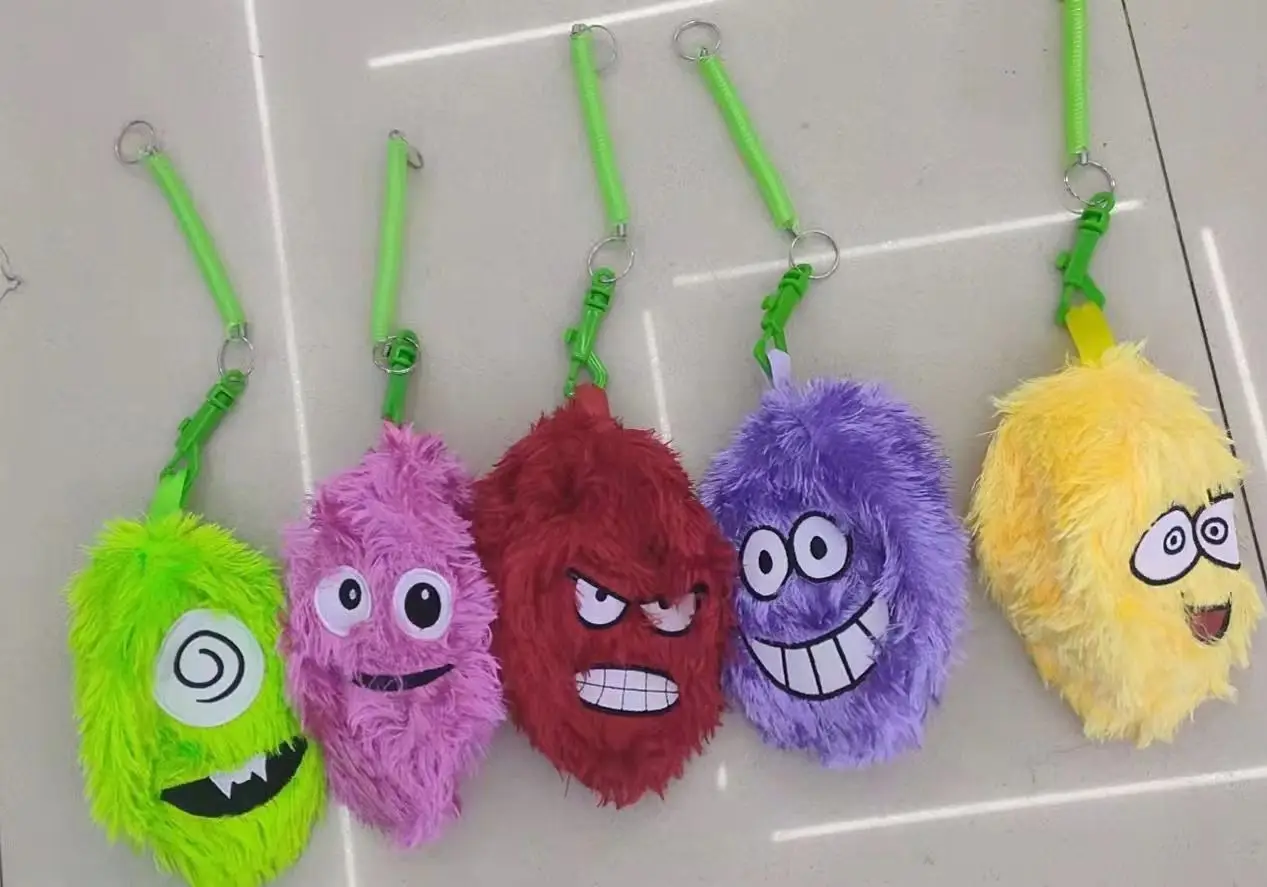 Larger/medium/smaller Fuzzbies Purple Hairie Fuzzy Plush Inflatable Bouncy Ball Kids Funny Face