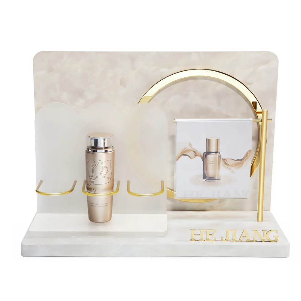 Luxury Style Custom Counter Top Display Cosmetic Perfume Essential Oil Led Acrylic Light Display Stand