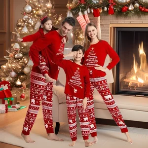Custom Red Tree Matching Christmas Pajamas Family Adult Kids Baby Dots Sleepwear Xmas Nightwear Christmas Matching Pajamas
