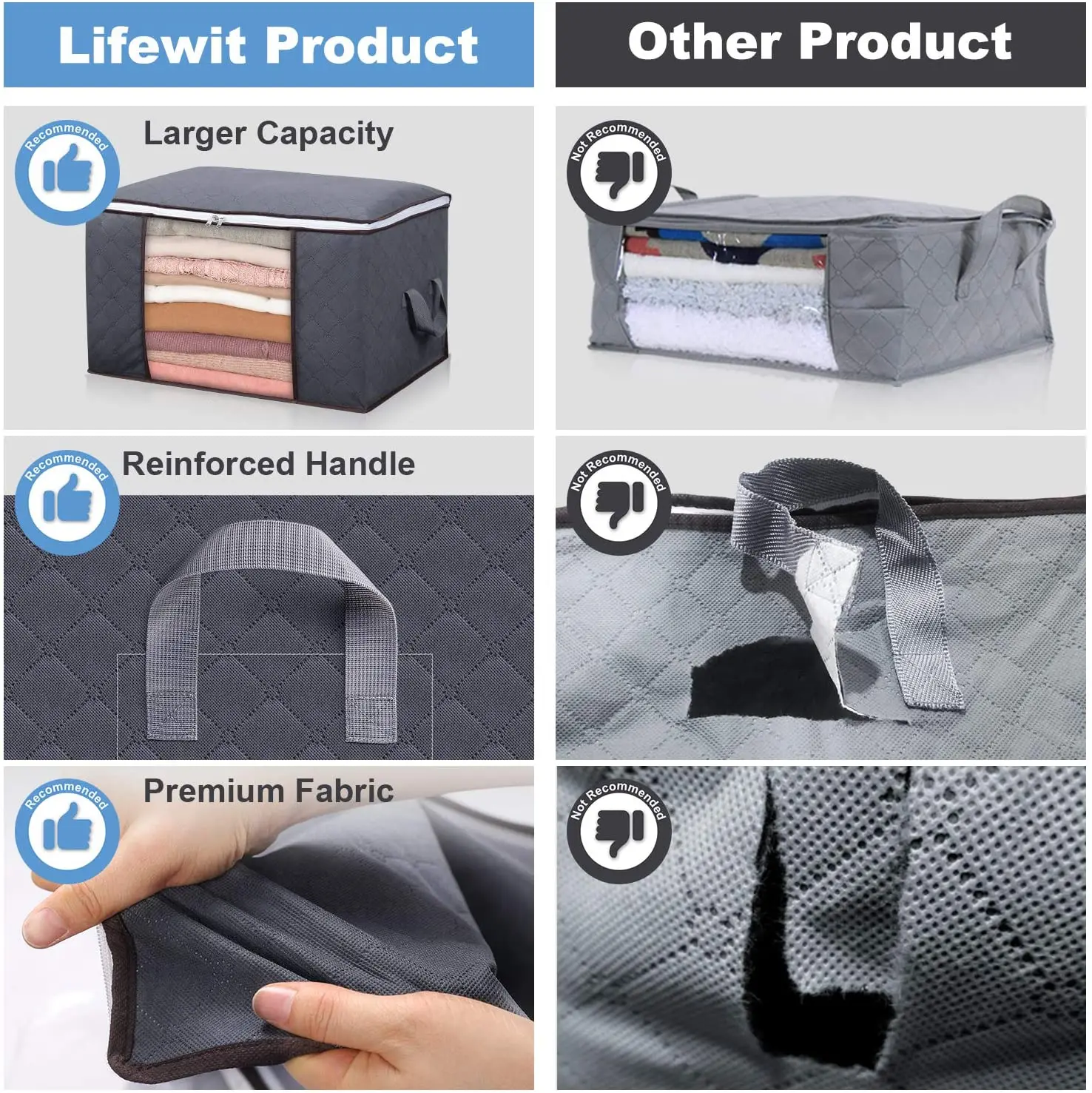 Durable Bedding Blankets Organizer Foldable Storage Bag