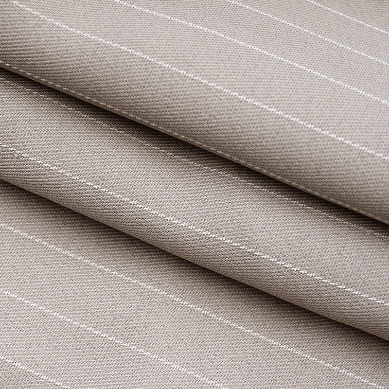 Custom Color Design Luxury Stripe Soft 190gsm Polyester Black Chalk Stripe Suit Fabric for Suit