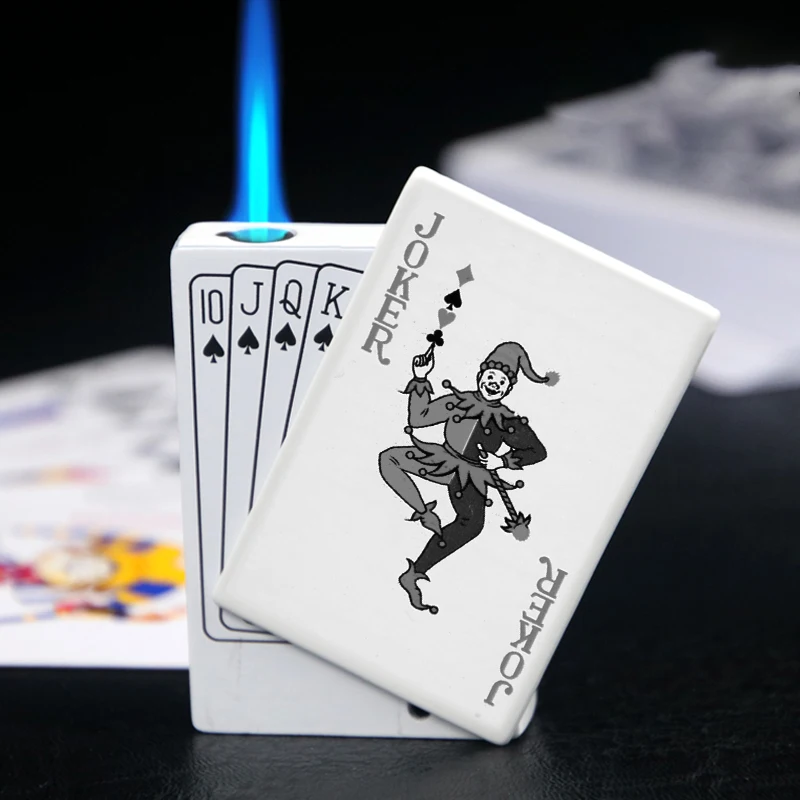 Metal Playing Card Lighter Inflatable Windproof Lighter Joker Lighter