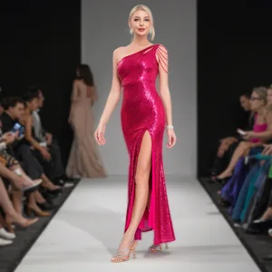 Clothing Manufacturer New Women's Evening Gown with Sequins Split Fish Tail Dress Ladylike Party Wear Women's Dress