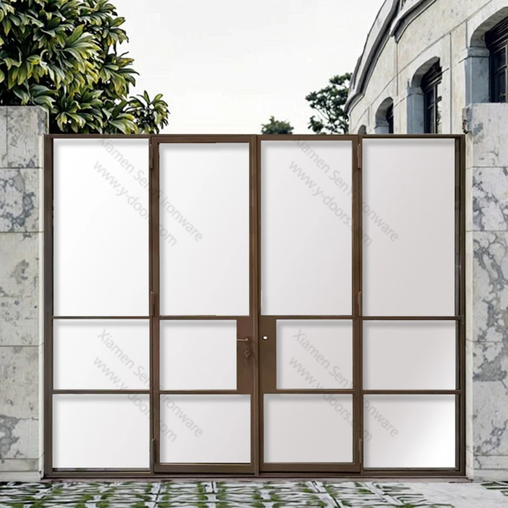 Modern French Style Double Door Iron Framed Entrance for Apartment Villa Exterior Entry Hall Living Room details