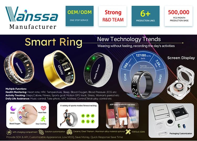 Most Advanced Q520 Nordic Nrf52832 Ecg Blood Pressure Measuring Smart Ring Health tracker with ECG Heart Rate Health Monitoring