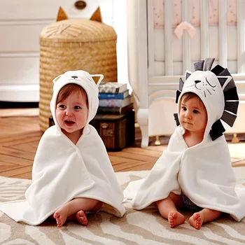 100% bamboo plain white baby hooded towel, baby towel with hood animal 100 cotton for baby bath towels