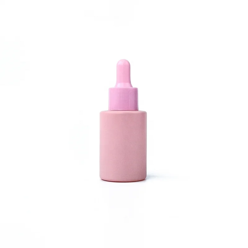 Essential Oil Dropper Glass Bottle 1oz Flat Shoulder 30ml Serum Dropper Bottle With Colorful Cap for Hail Oil Packing